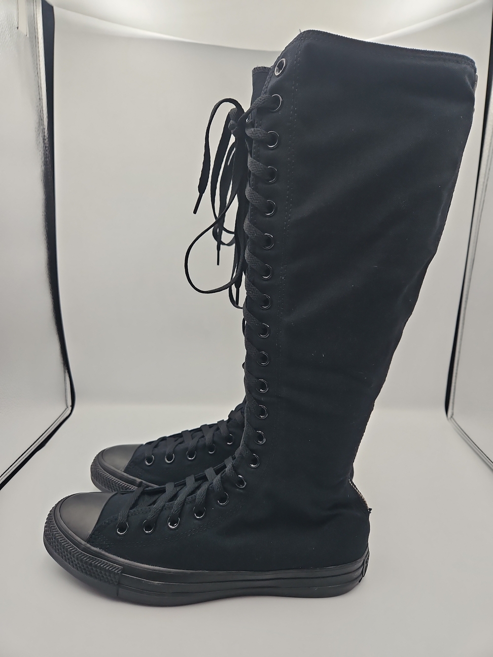 Converse Black Knee-High Lace-Up Canvas Boots